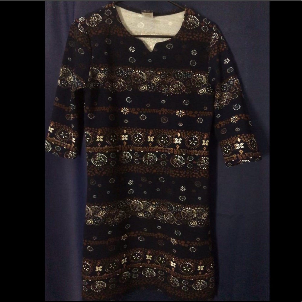 Dark Fitted Floral Print Dress